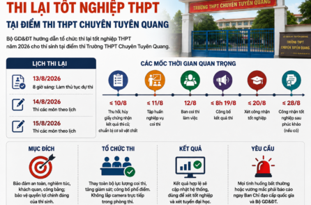 Bộ GD&ĐT công bố lịch thi lại tại điểm thi THPT Chuyên Tuyên Quang 