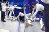 Robot hình người ngã rồi mất kiểm soát tại triển lãm ở Bắc Kinh
